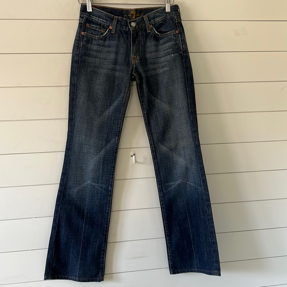 7 For All Mankind Dark Blue Boot Cut Jeans Y2K Vintage